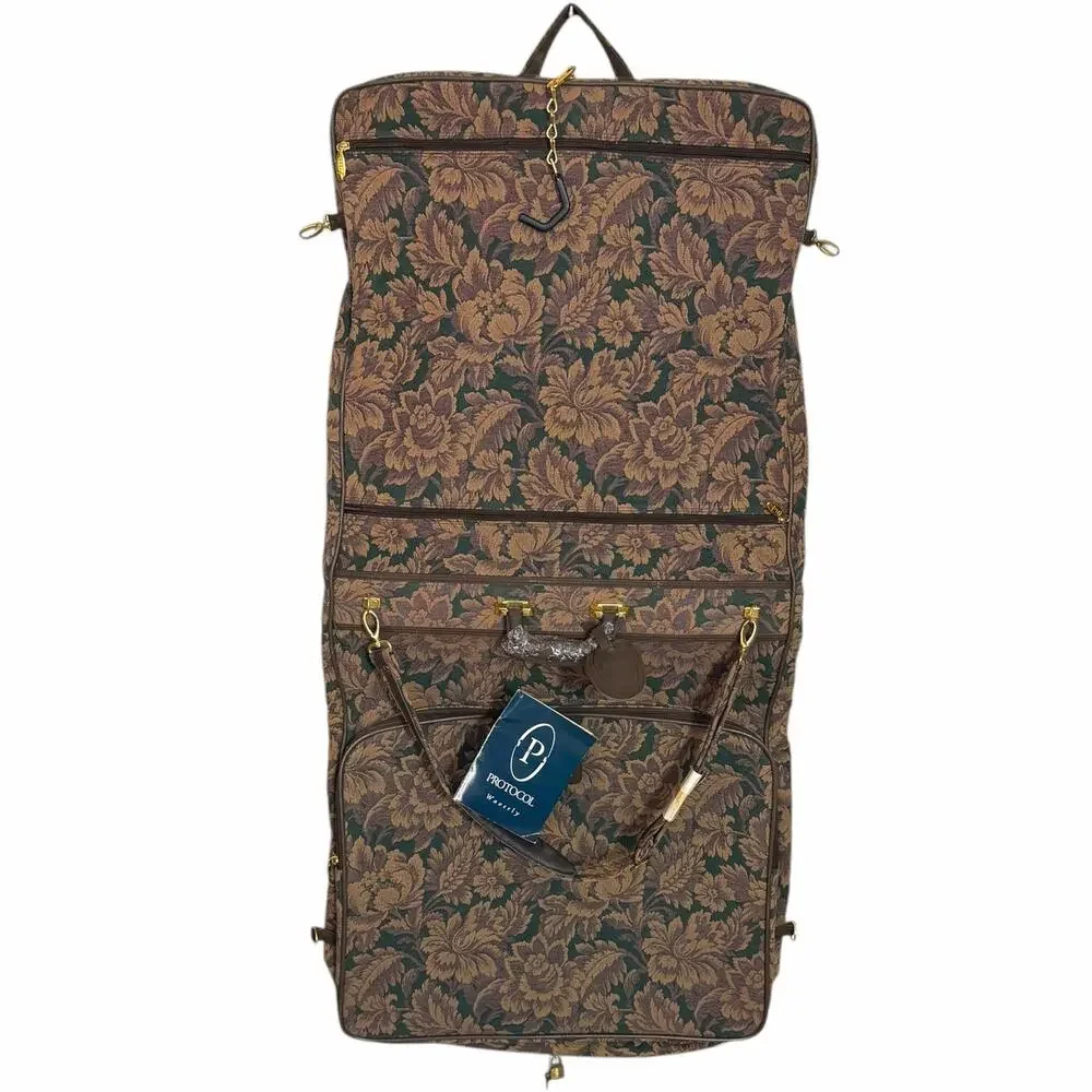 VTG 90s Protocol by Waverly Tapestry Garment Bag Travel Suit Luggage NOS NWT